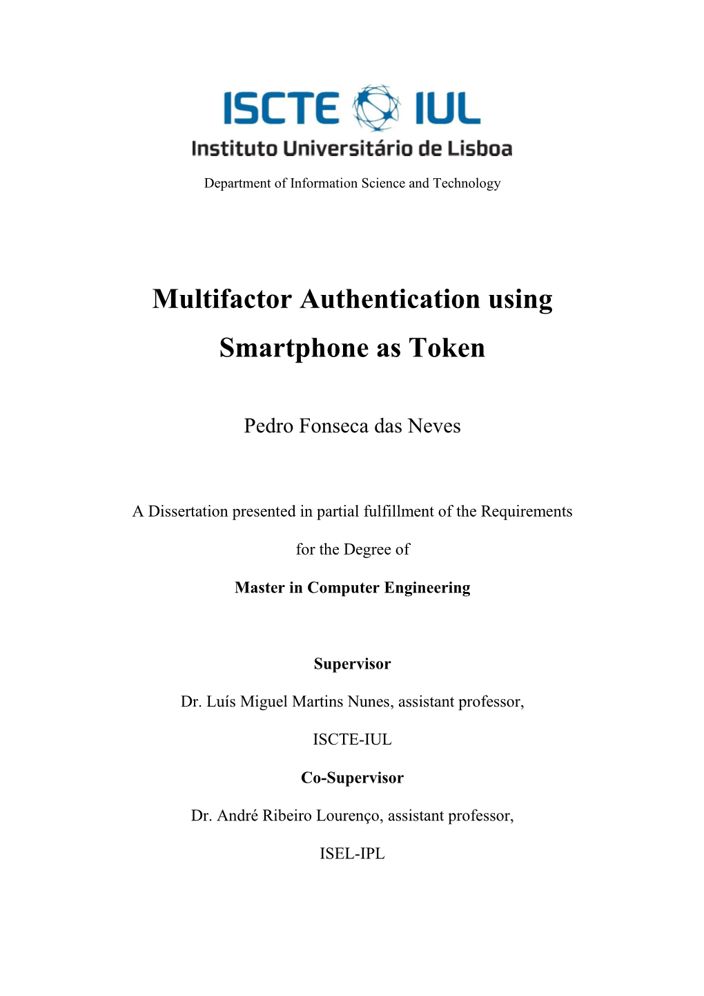 Multifactor Authentication Using Smartphone As Token