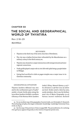 THE SOCIAL and GEOGRAPHICAL WORLD of THYATIRA Rev 2:18–29