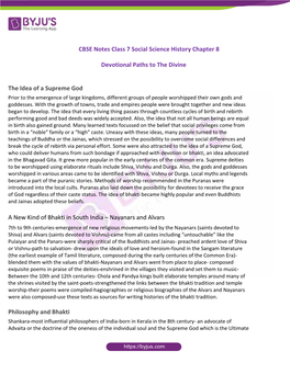 CBSE Notes Class 7 Social Science History Chapter 8-Devotional Paths