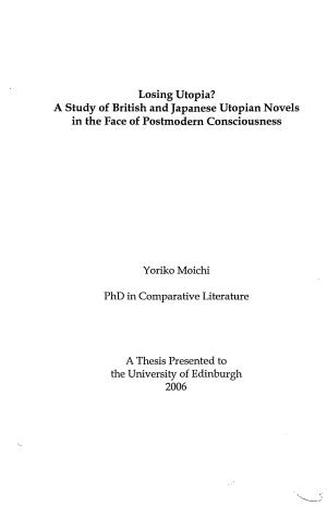 Yoriko Moichi Phd in Comparative Literature a Thesis Presented to The