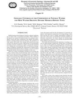 Geologic Controls on the Composition of Natural Waters and Mine Waters Draining Diverse Mineral-Deposit Types