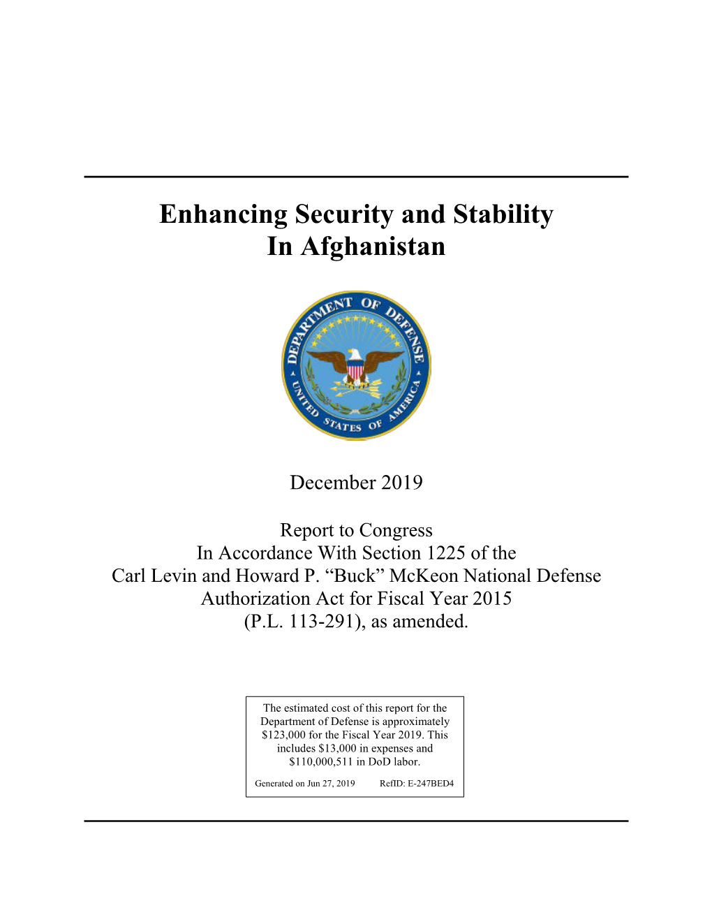 Enhancing Security and Stability in Afghanistan