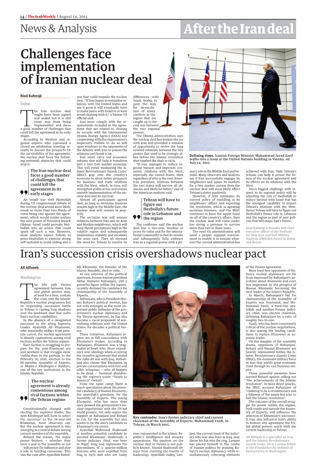 After the Iran Deal Challenges Face Implementation of Iranian Nuclear Deal