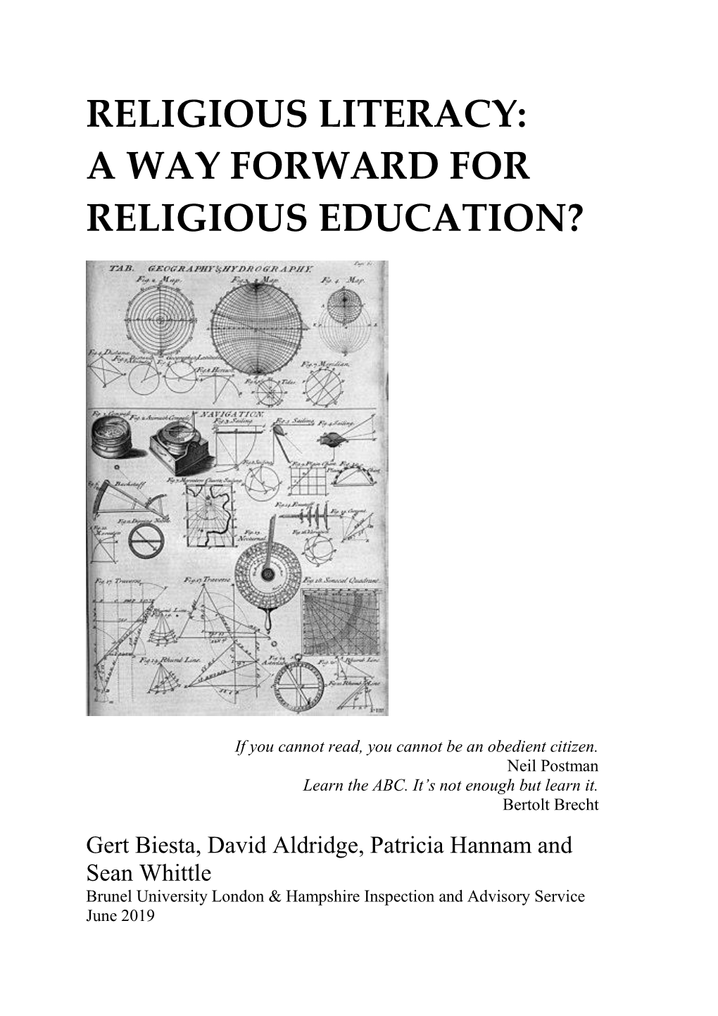 Religious Literacy: a Way Forward for Religious Education?