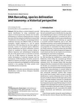 DNA Barcoding, Species Delineation and Taxonomy: a Historical Perspective