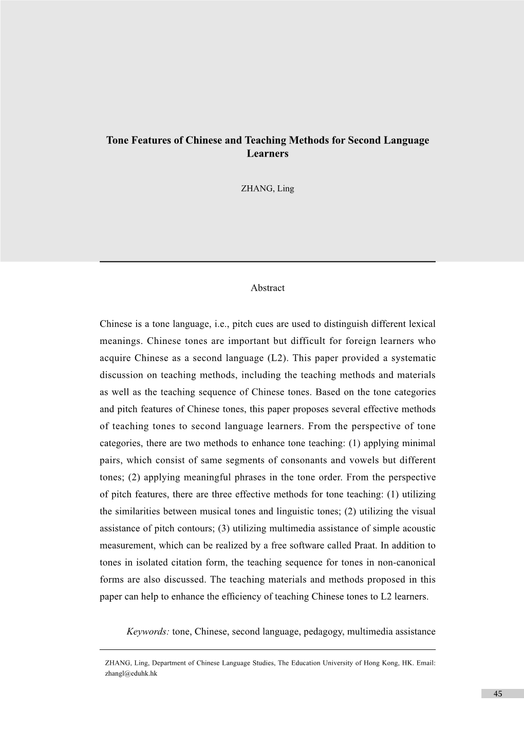 Tone Features of Chinese and Teaching Methods for Second Language Learners