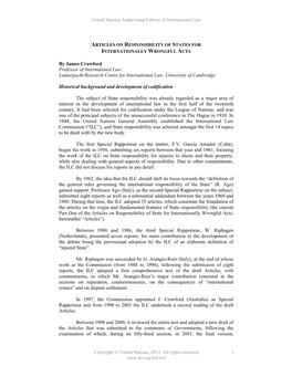 Articles on Responsibility of States for Internationally Wrongful Acts