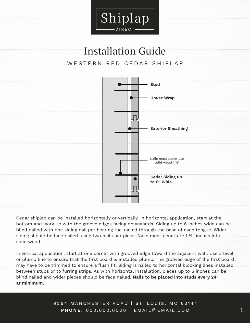 Installation Guide WESTERN RED CEDAR SHIPLAP