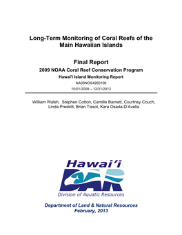 Long-Term Monitoring of Coral Reefs of the Main Hawaiian Islands Final