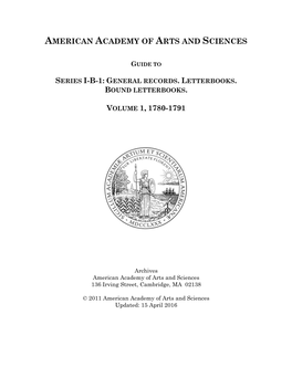 General Records. Letterbooks. Bound Letterbooks. Volume 1, 1780-1791