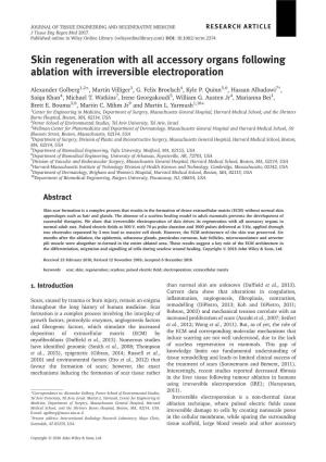 Skin Regeneration with All Accessory Organs Following Ablation with Irreversible Electroporation