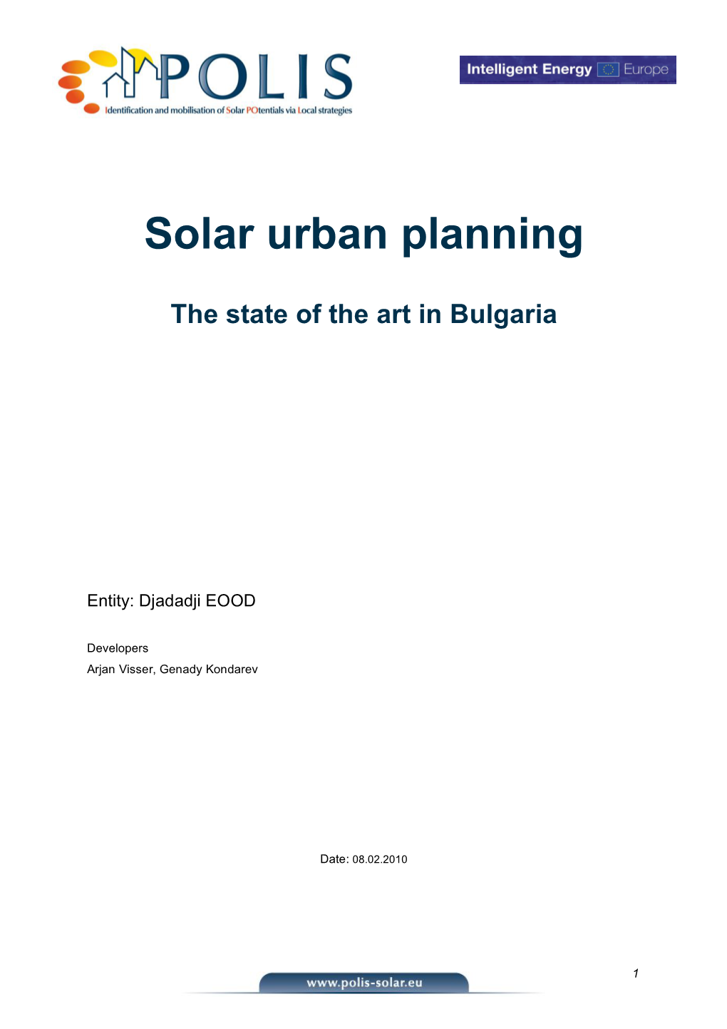 The National State of the Art for Solar Urban Planning in Bulgaria