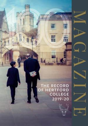 The Record of Hertford College 2019-20