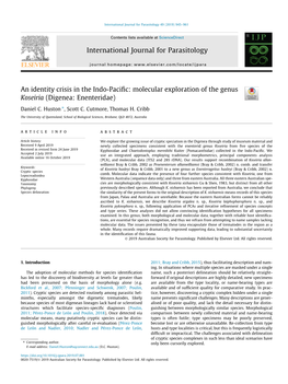 Molecular Exploration of the Genus Koseiria (Digenea: Enenteridae) ⇑ Daniel C