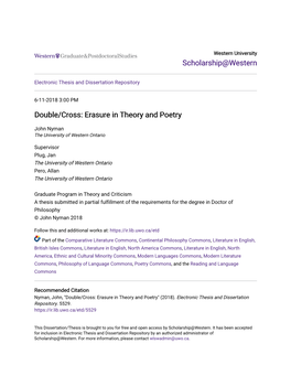Double/Cross: Erasure in Theory and Poetry