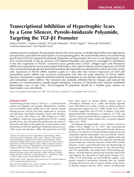Transcriptional Inhibition of Hypertrophic Scars by a Gene