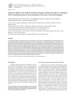 Genetic Syndromes with an Increased Risk of Developing Cancer As an Example of the Use of New Technologies