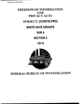 Subject: (Cointelpro) White Hate Groups Section 2 157-9