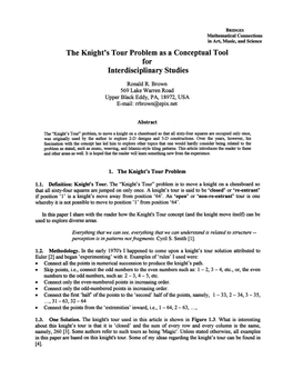 The Knight's Tour Problem As A. Conceptual Tool for Interdisciplinary Studies