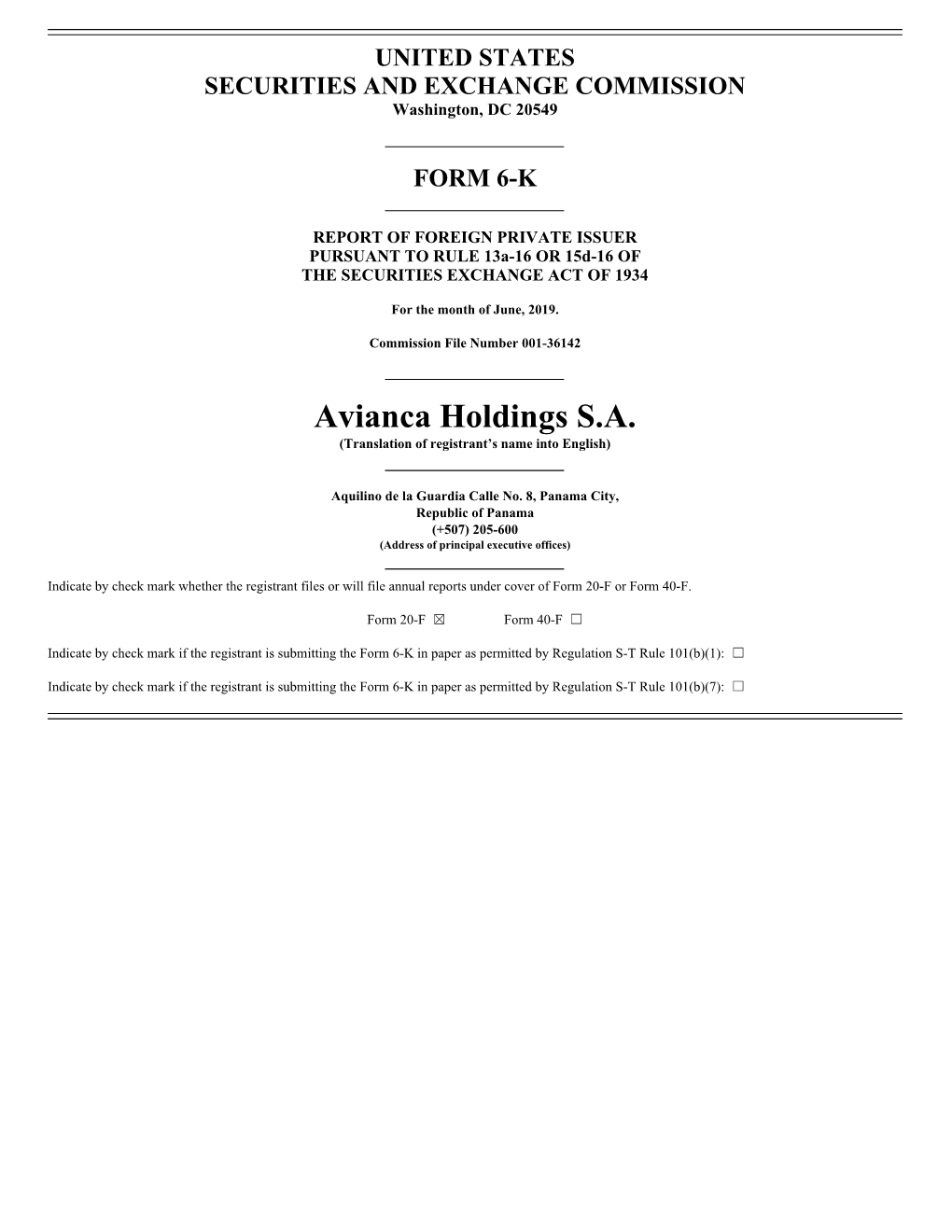 Avianca Holdings S.A. (Translation of Registrant’S Name Into English)
