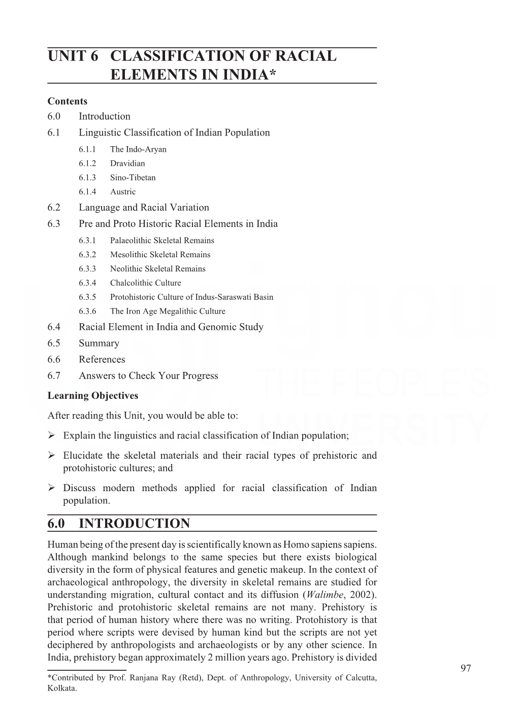 Unit 6 Classification of Racial Elements in India*