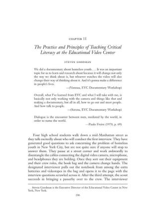 The Practice and Principles of Teaching Critical Literacy at the Educational Video Center