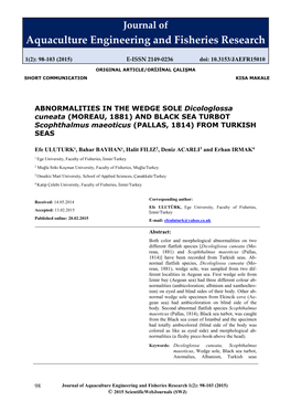 Aquaculture Engineering and Fisheries Research