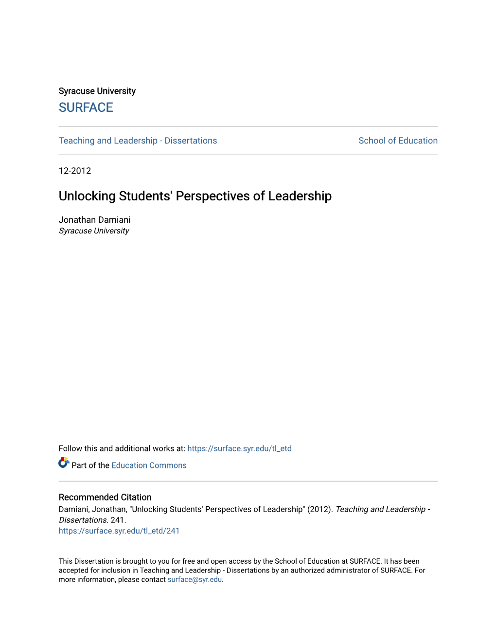 Unlocking Students' Perspectives of Leadership