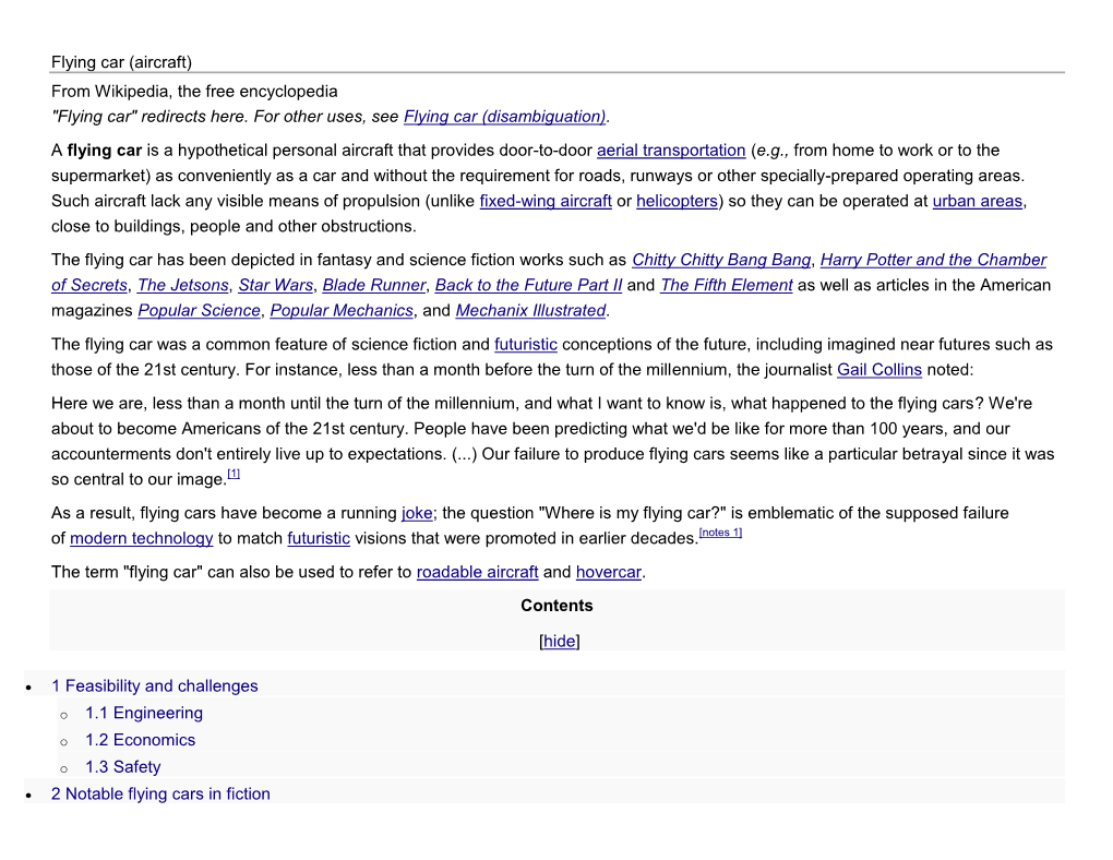 Flying Car (Aircraft) from Wikipedia, the Free Encyclopedia 