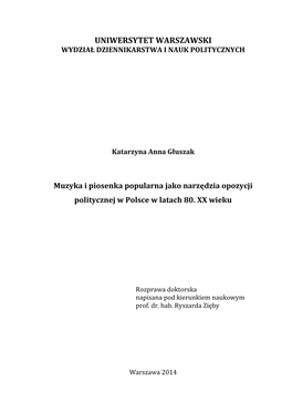 Uniwersytet Warszawski Wydział Dziennikarstwa I Nauk Politycznych