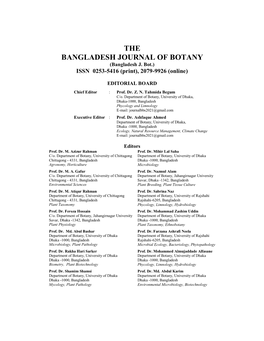 THE BANGLADESH JOURNAL of BOTANY (Bangladesh J