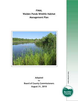 Walden Ponds Wildlife Habitat Management Plan