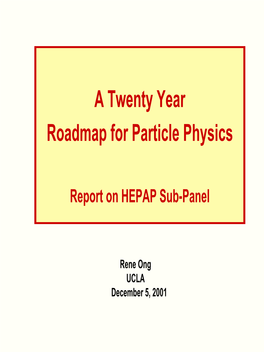 A Twenty Year Roadmap for Particle Physics