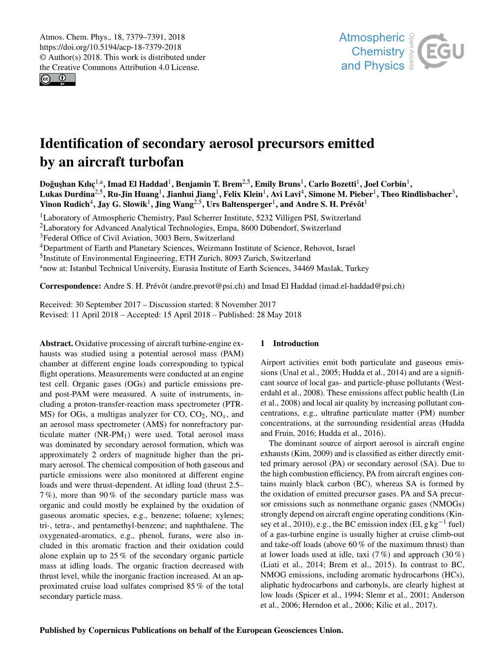 Identification of Secondary Aerosol Precursors Emitted by an Aircraft