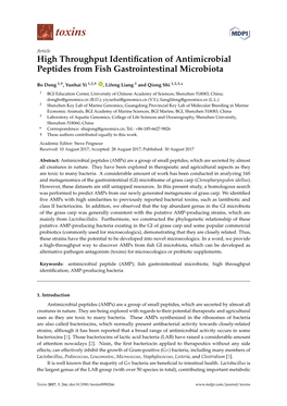High Throughput Identification of Antimicrobial Peptides from Fish