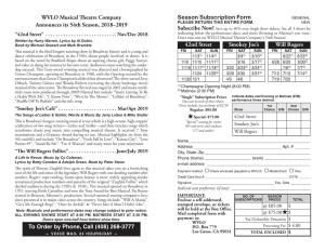 Season Subscription Form WVLO Musical Theatre Company