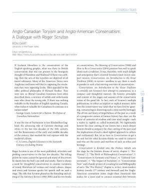 Anglo-Canadian Toryism and Anglo-American Conservatism: a Dialogue with Roger Scruton RON DART University of the Fraser Valley