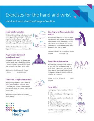 Hand and Wrist Stretches/Range of Motion