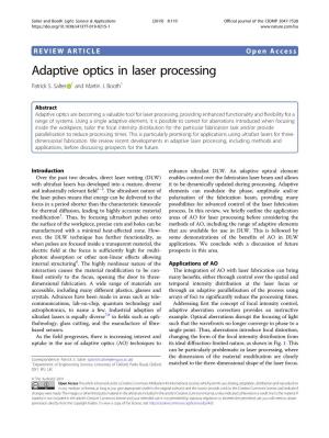Adaptive Optics in Laser Processing Patrick S