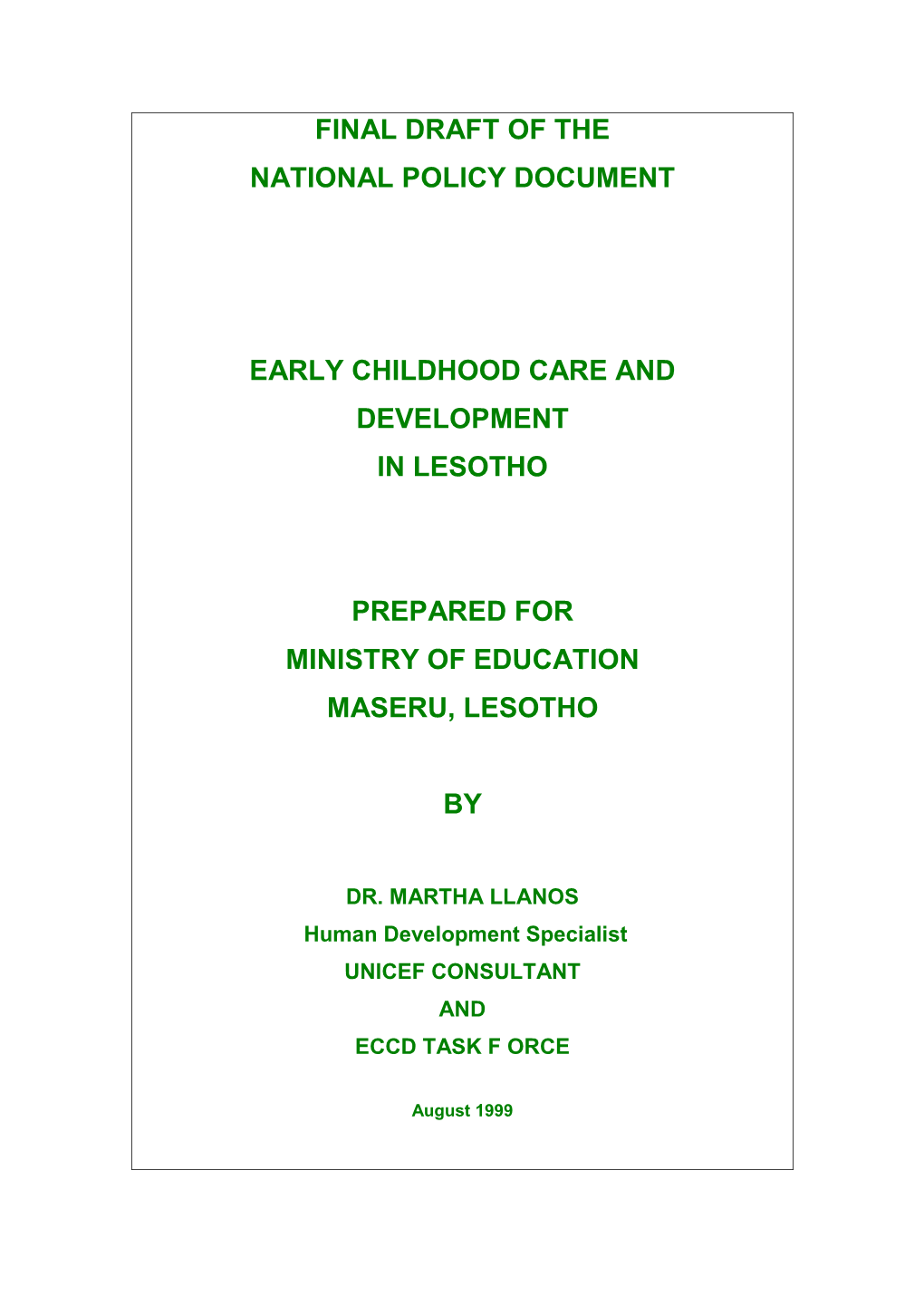 Lesotho Early Childhood Care and Development Policy
