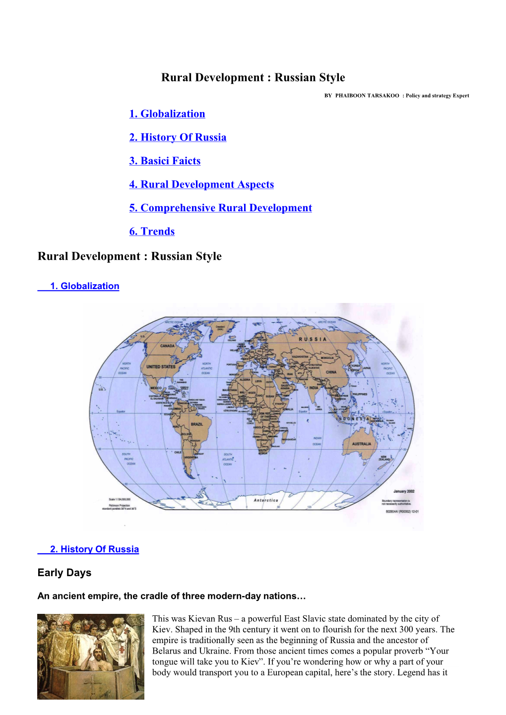 Rural Development : Russian Style by PHAIBOON TARSAKOO : Policy and Strategy Expert 1