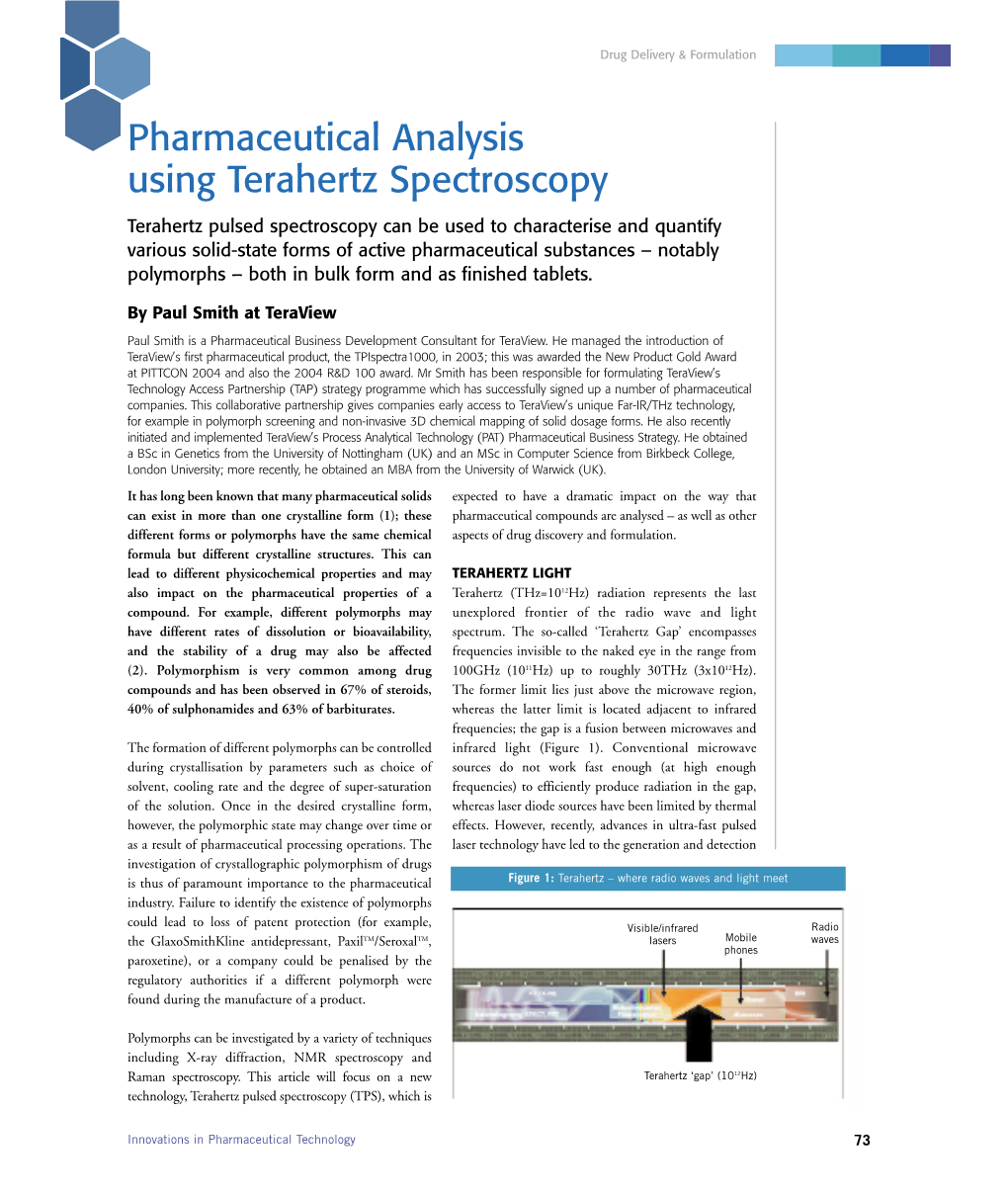 Pharmaceutical Analysis Using Terahertz Spectroscopy