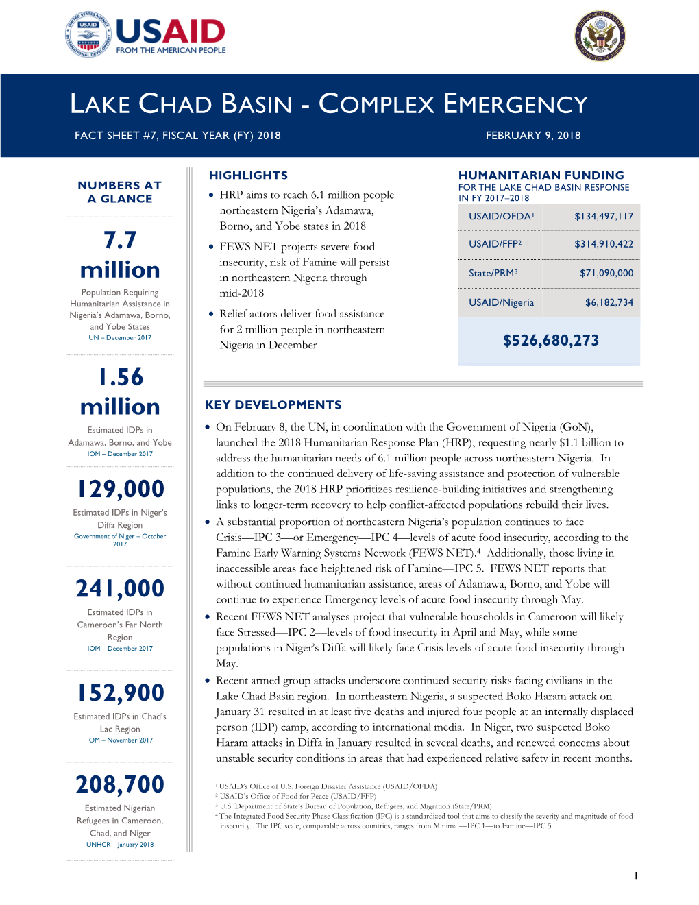 Lake Chad Basin Complex Emergency Fact Sheet #7