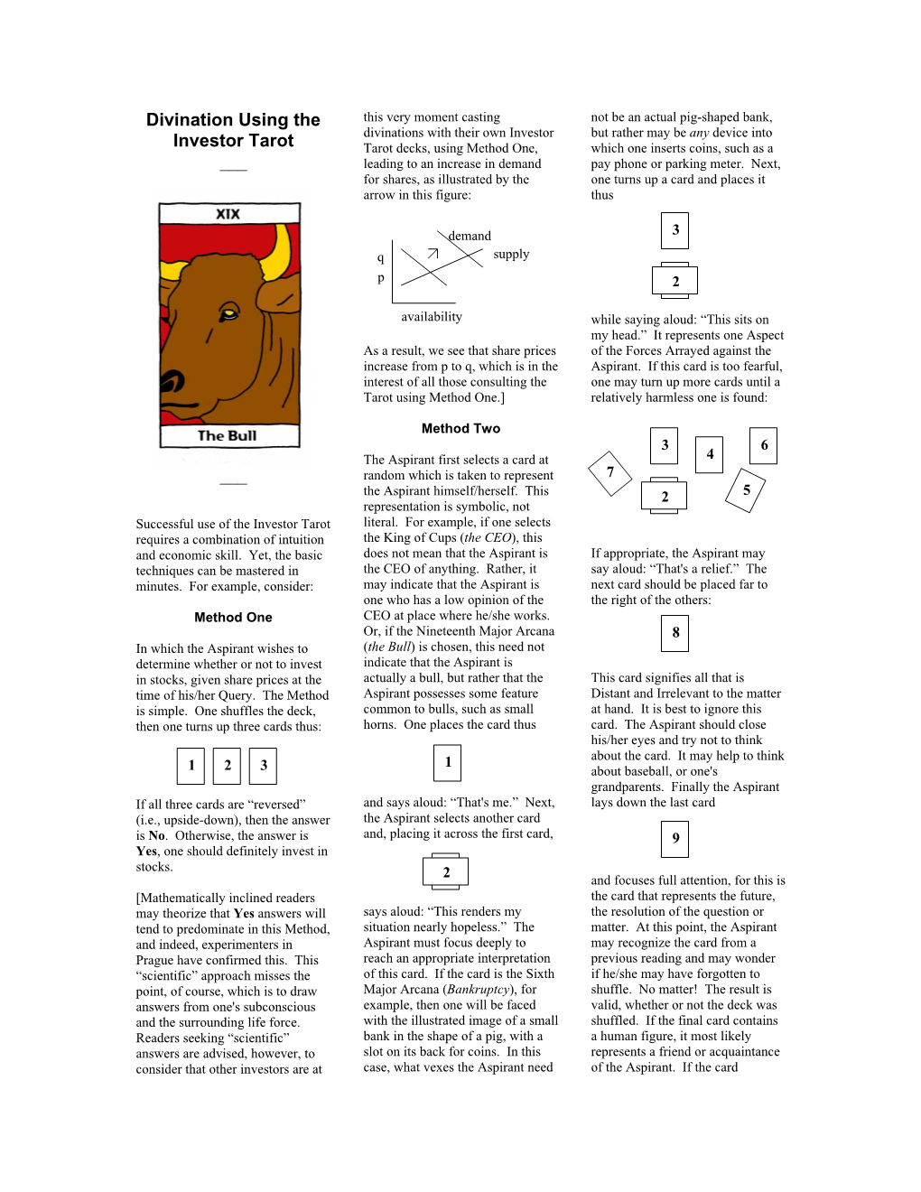 Divination Using the Investor Tarot