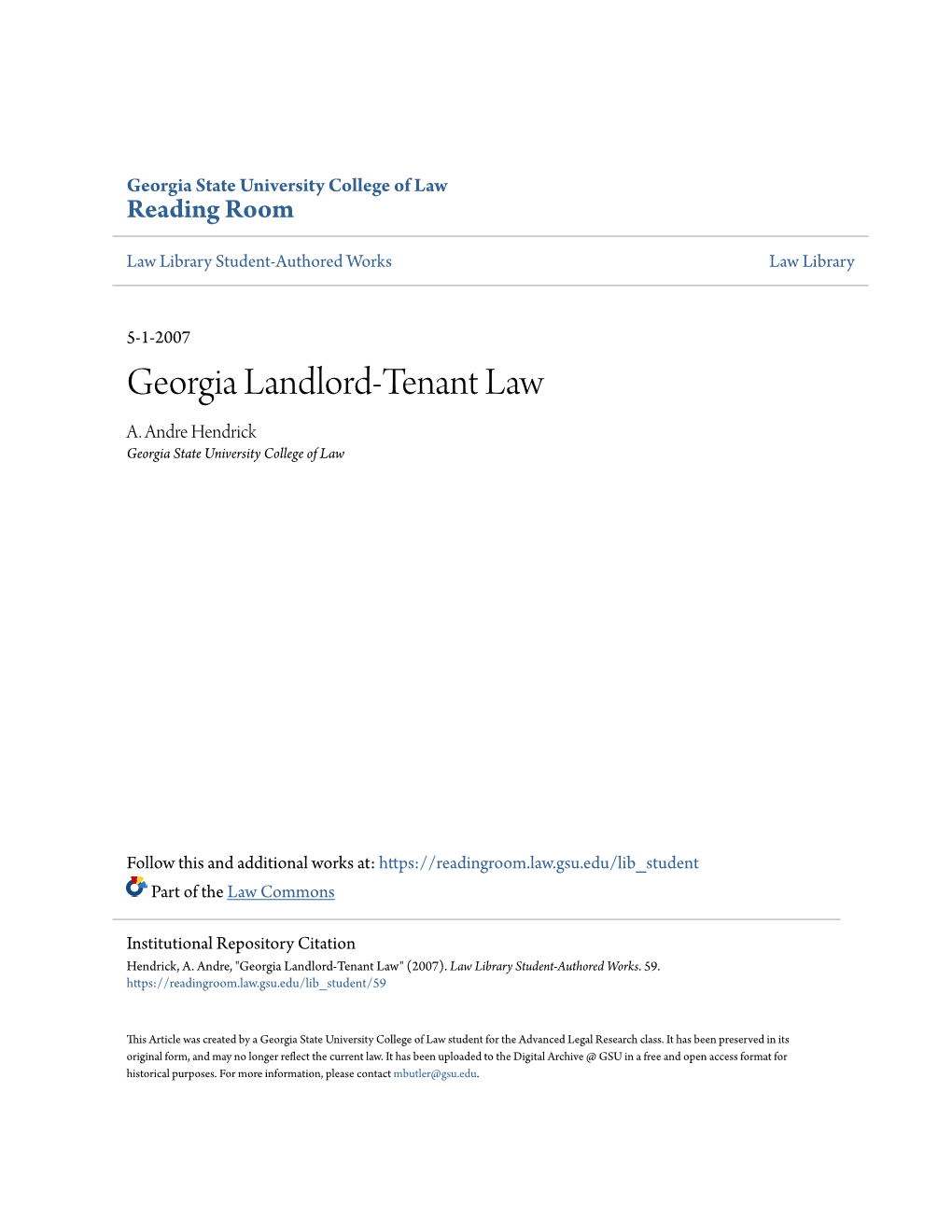 Georgia Landlord-Tenant Law A