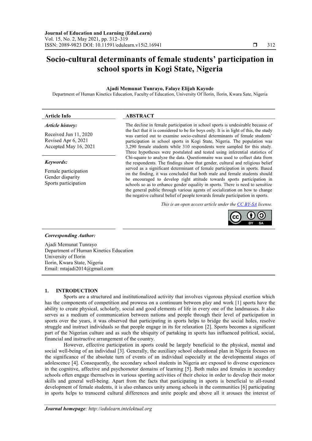 Socio-Cultural Determinants of Female Students' Participation in School