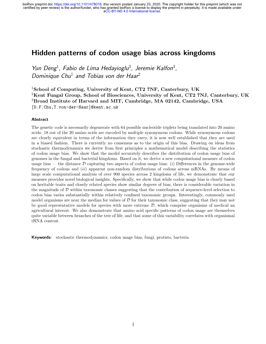Hidden Patterns of Codon Usage Bias Across Kingdoms