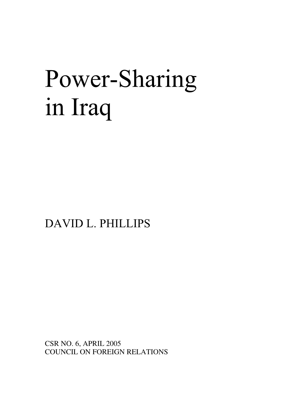 Power-Sharing in Iraq