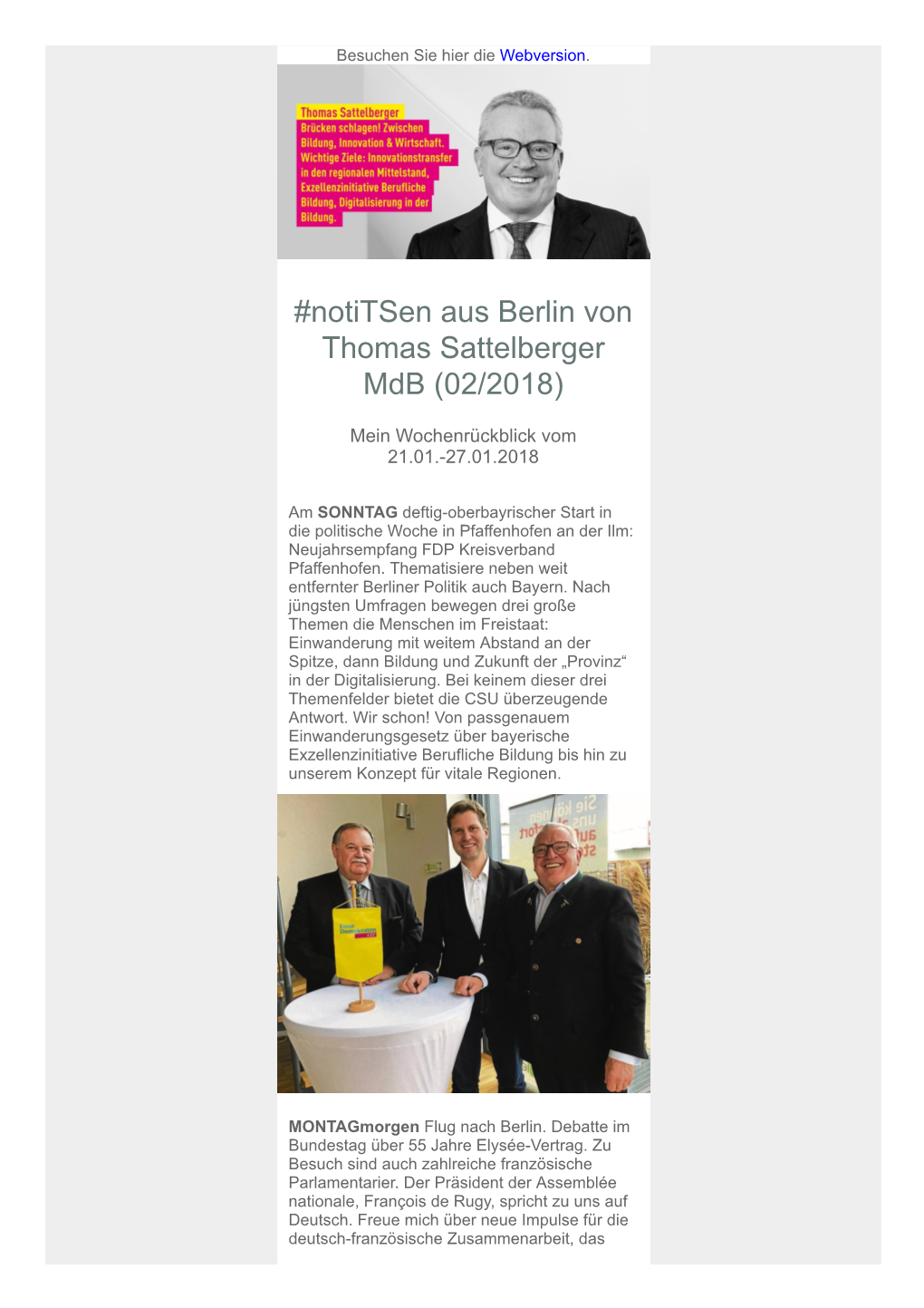 Notitsen Aus Berlin Von Thomas Sattelberger Mdb (02/2018)