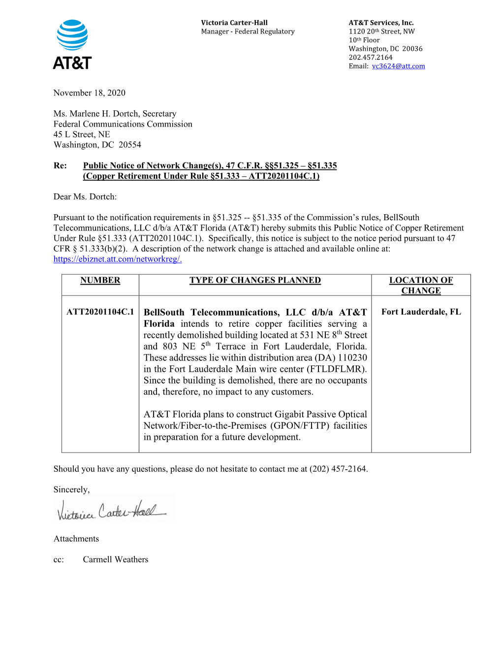 ATT20201104C.1 Bellsouth Telecommunications, LLC D/B/A AT&T